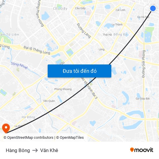 Hàng Bông to Văn Khê map