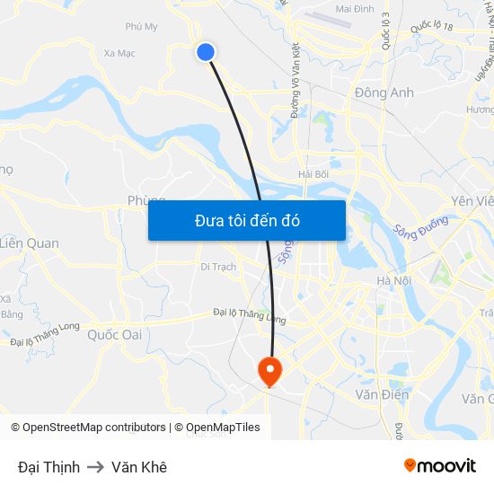 Đại Thịnh to Văn Khê map