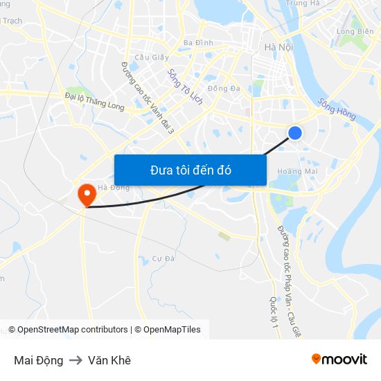 Mai Động to Văn Khê map