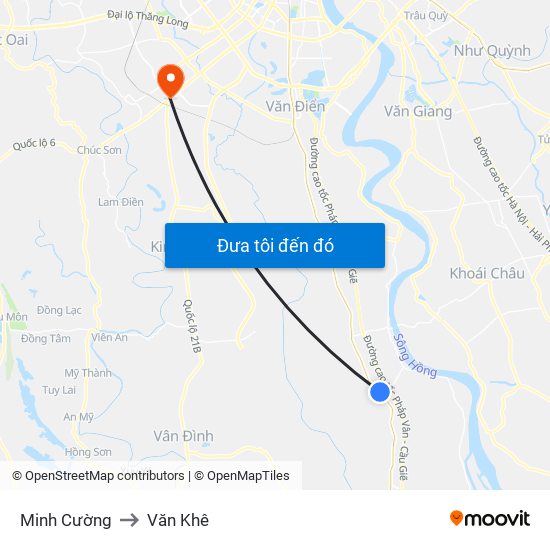 Minh Cường to Văn Khê map