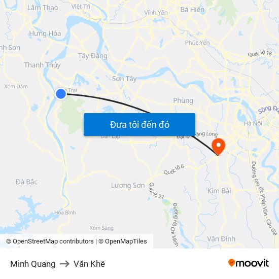 Minh Quang to Văn Khê map