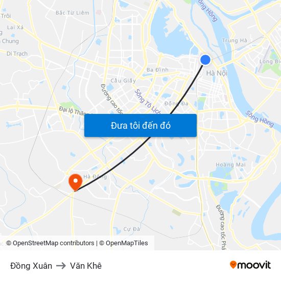 Đồng Xuân to Văn Khê map