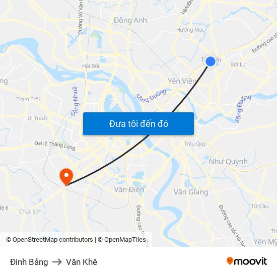 Đình Bảng to Văn Khê map