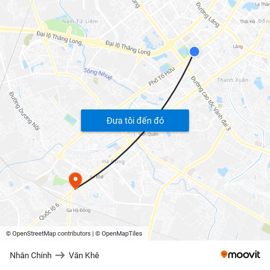 Nhân Chính to Văn Khê map
