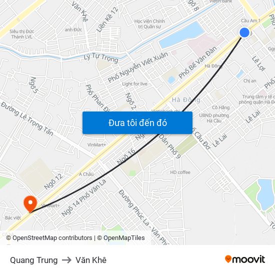 Quang Trung to Văn Khê map
