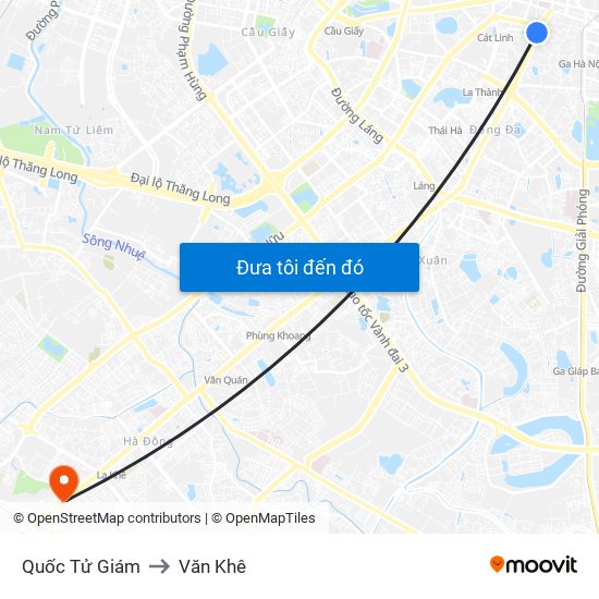 Quốc Tử Giám to Văn Khê map