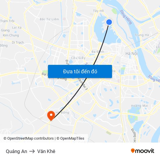 Quảng An to Văn Khê map