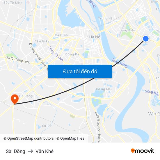 Sài Đồng to Văn Khê map