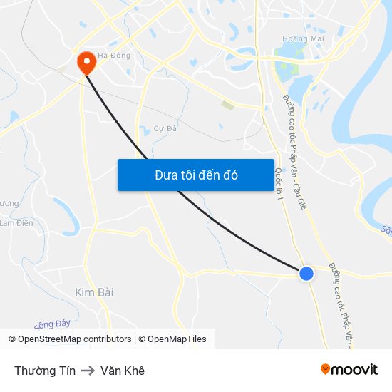 Thường Tín to Văn Khê map