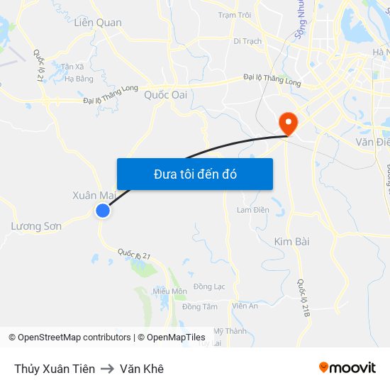 Thủy Xuân Tiên to Văn Khê map