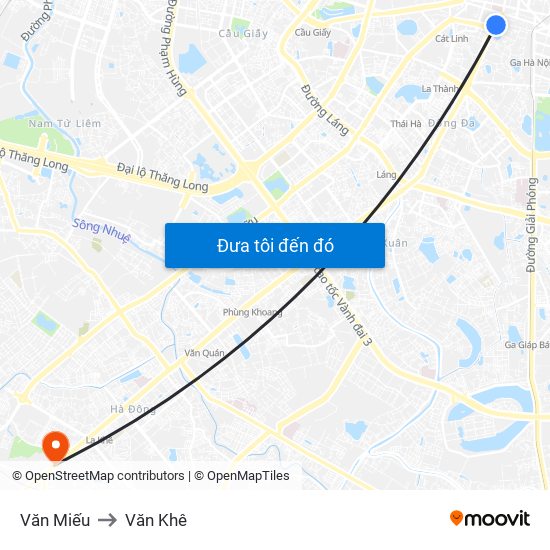 Văn Miếu to Văn Khê map