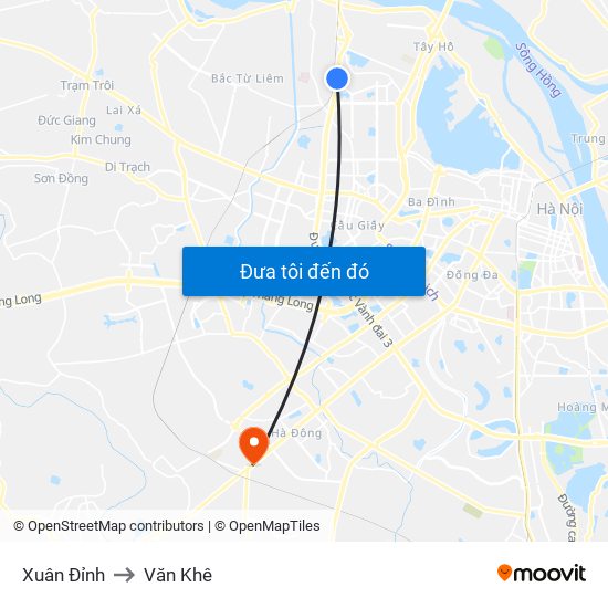 Xuân Đỉnh to Văn Khê map