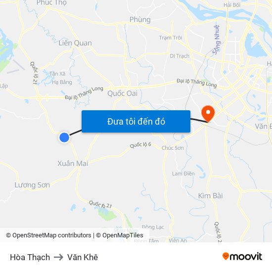 Hòa Thạch to Văn Khê map