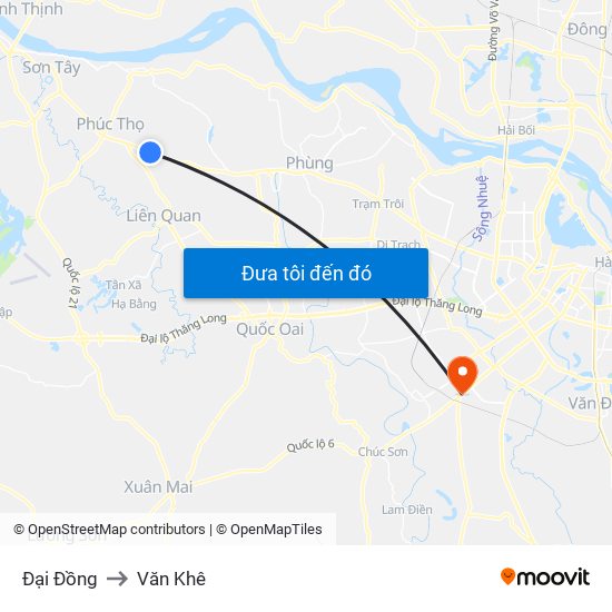 Đại Đồng to Văn Khê map