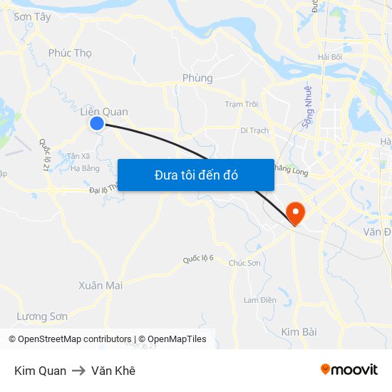 Kim Quan to Văn Khê map