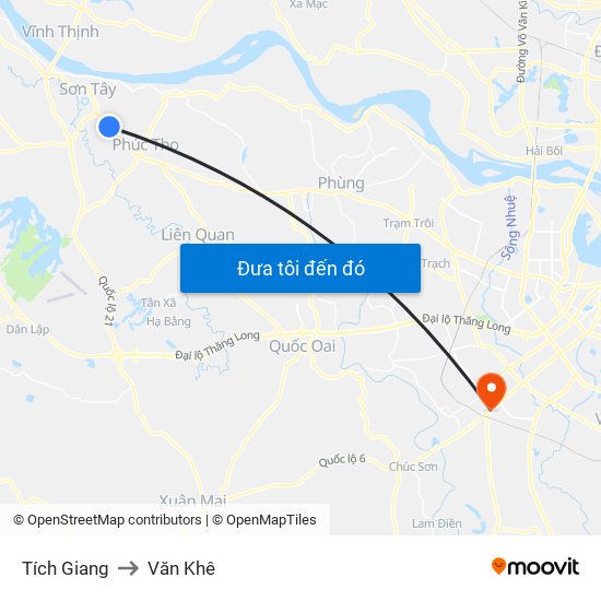 Tích Giang to Văn Khê map