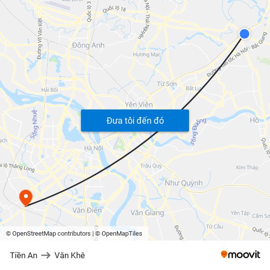 Tiền An to Văn Khê map