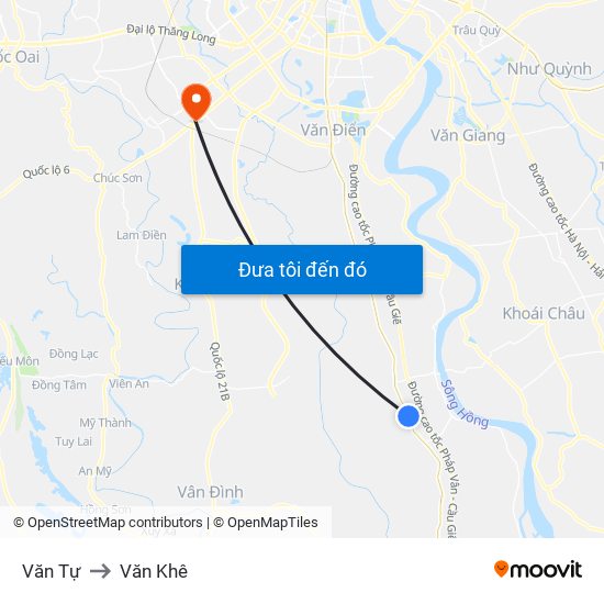 Văn Tự to Văn Khê map
