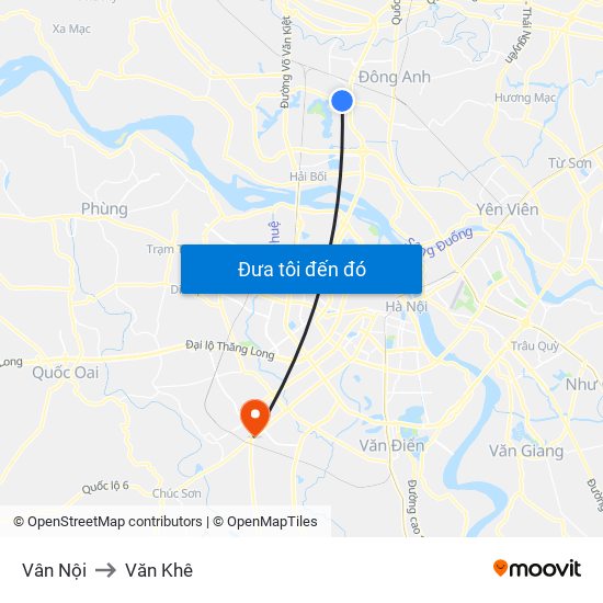 Vân Nội to Văn Khê map