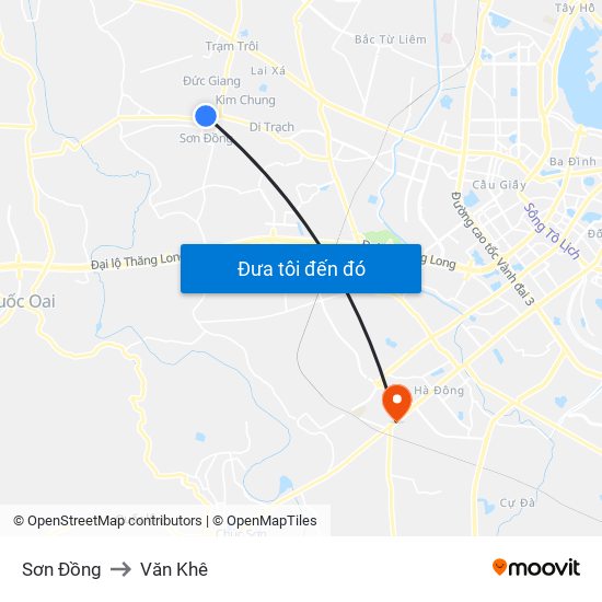 Sơn Đồng to Văn Khê map