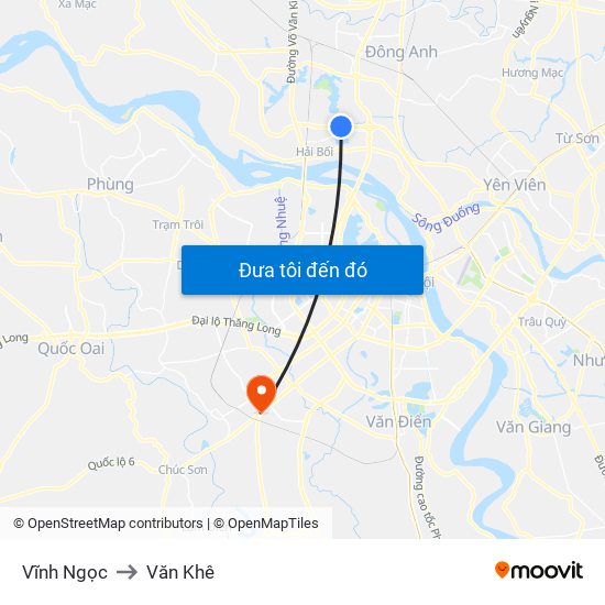 Vĩnh Ngọc to Văn Khê map