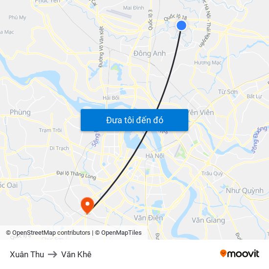 Xuân Thu to Văn Khê map