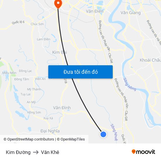 Kim Đường to Văn Khê map