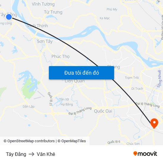 Tây Đằng to Văn Khê map