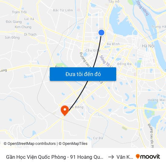 Gần Học Viện Quốc Phòng - 91 Hoàng Quốc Việt to Văn Khê map