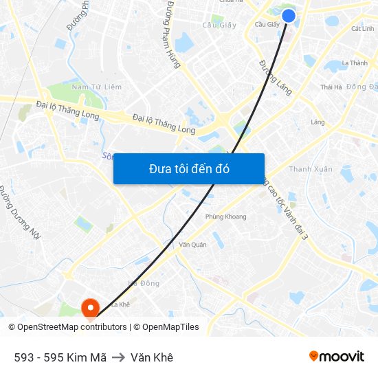 593 - 595 Kim Mã to Văn Khê map