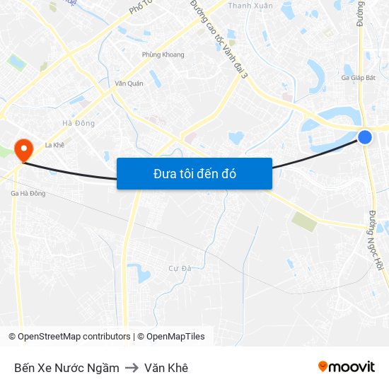 Bến Xe Nước Ngầm to Văn Khê map