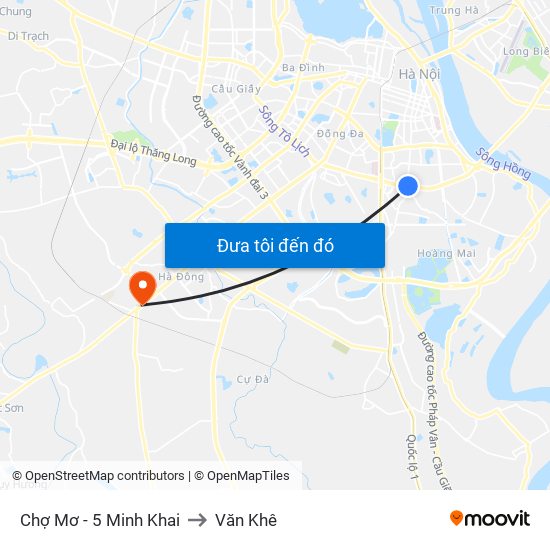 Chợ Mơ - 5 Minh Khai to Văn Khê map