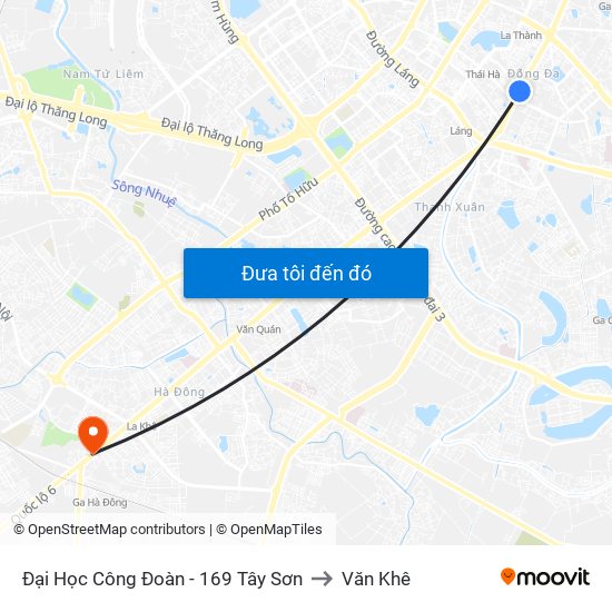 Đại Học Công Đoàn - 169 Tây Sơn to Văn Khê map