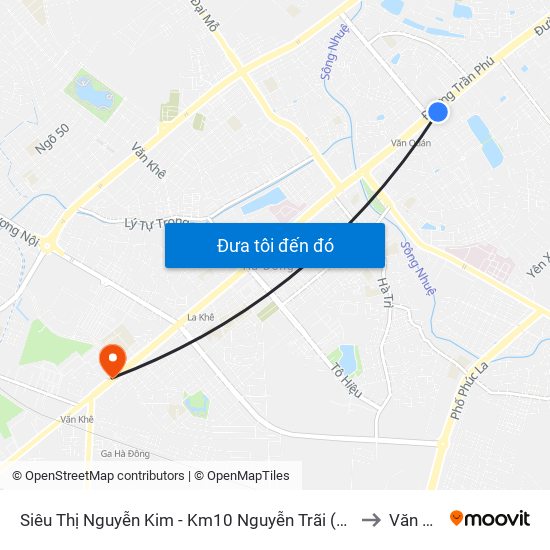 Siêu Thị Nguyễn Kim - Km10 Nguyễn Trãi (Hà Đông) to Văn Khê map