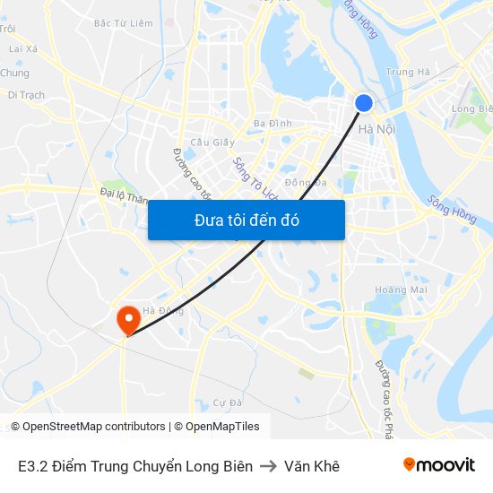 E3.2 Điểm Trung Chuyển Long Biên to Văn Khê map