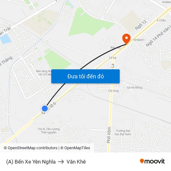 (A) Bến Xe Yên Nghĩa to Văn Khê map