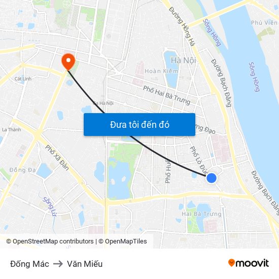 Đống Mác to Văn Miếu map