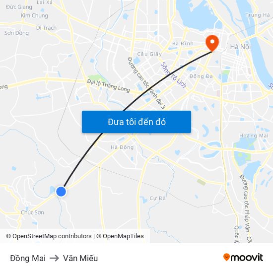 Đồng Mai to Văn Miếu map