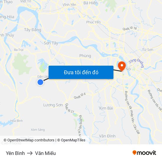 Yên Bình to Văn Miếu map