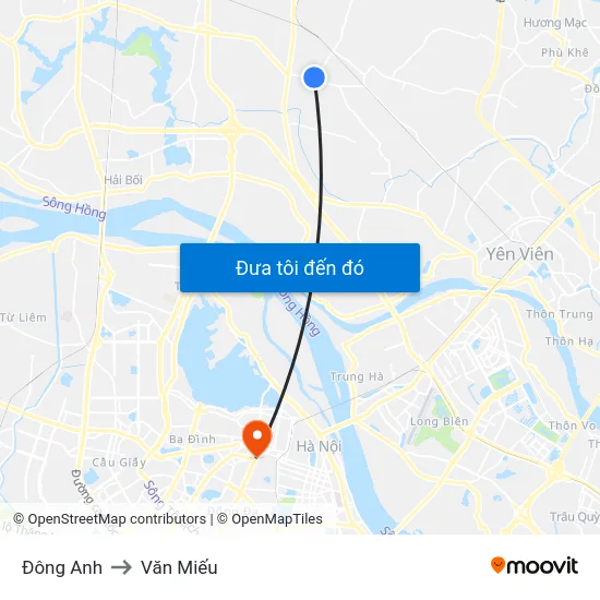 Đông Anh to Văn Miếu map