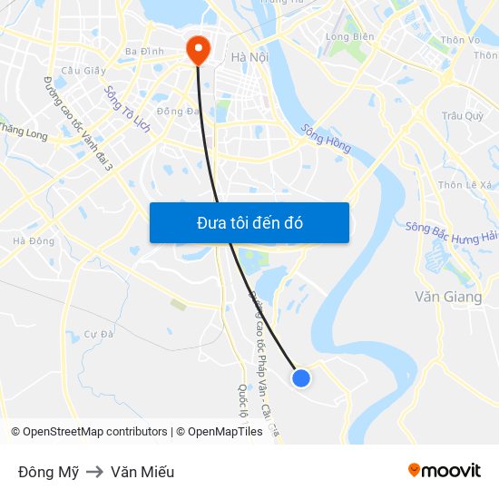 Đông Mỹ to Văn Miếu map