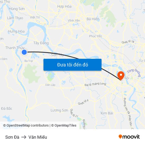 Sơn Đà to Văn Miếu map