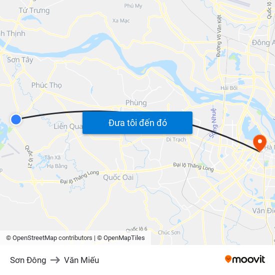 Sơn Đông to Văn Miếu map