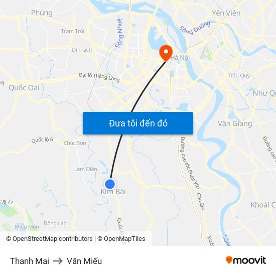 Thanh Mai to Văn Miếu map
