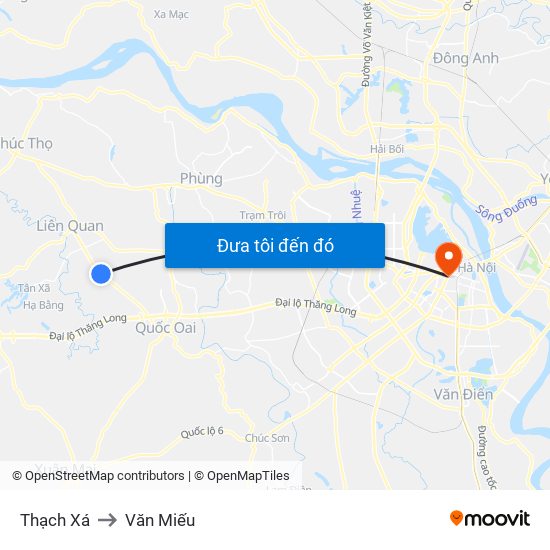 Thạch Xá to Văn Miếu map