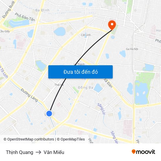 Thịnh Quang to Văn Miếu map