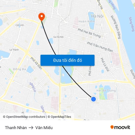 Thanh Nhàn to Văn Miếu map