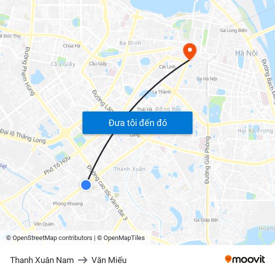 Thanh Xuân Nam to Văn Miếu map