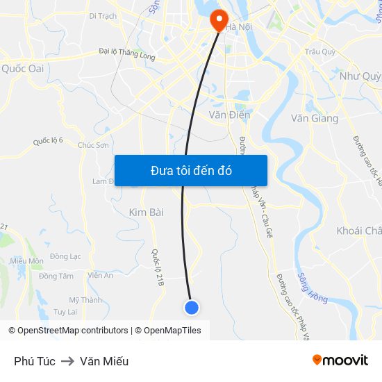 Phú Túc to Văn Miếu map