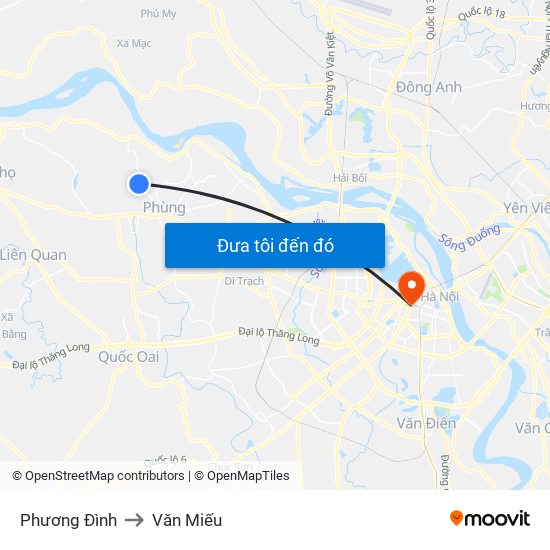 Phương Đình to Văn Miếu map